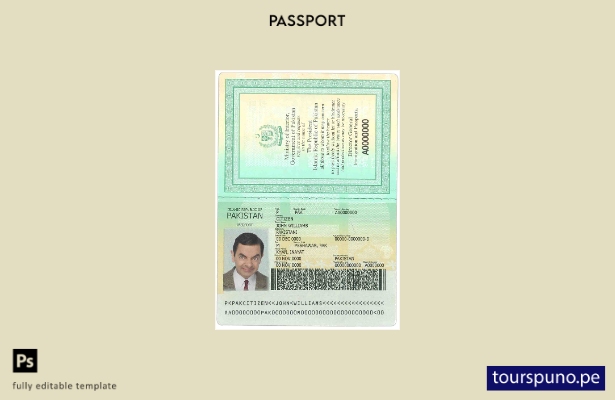 Plantilla de pasaporte de Pakistán lista para imprimir